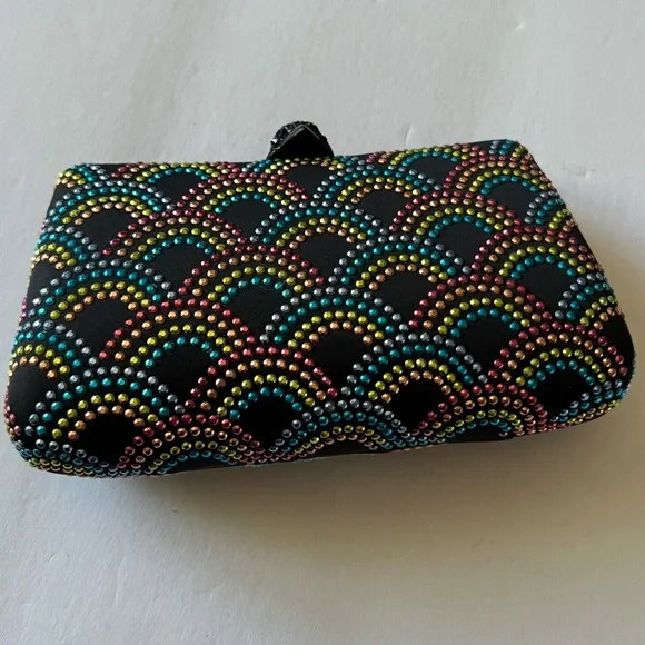 KURT GEIGER LONDON BLACK RAINBOW EAGLE CLUTCH BLACK NWOT